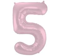 Folat 65955 Globo de Aluminio Número Figura 5 Rosa Pastel Metalizado Mate 86 cm - decoración globos de helio para cumpleaños, aniversario