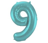 Folat 65969 Globo de Aluminio Número Figura 9 Pastel Aqua Metalizado Mate 86 cm - decoración globos de helio para cumpleaños, aniversario