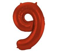 Folat 65989 Globo de Aluminio Número Figura 9 Rojo Metalizado Mate 86 cm - decoración globos de helio para cumpleaños, aniversario