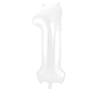 Folat 65991 Globo de Aluminio Número Figura 1 Blanco Metalizado Mate 86 cm - decoración globos de helio para cumpleaños, aniversario