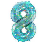 Folat 66048 Globo de Aluminio Número Figura 8 Galactic Aqua 86 cm - decoración globos de helio para cumpleaños, aniversario