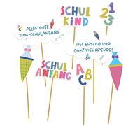 Folat 66083 Recogedores de fiesta Schulanfang 11cm-8 piezas, multicolor, 11 cm