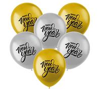 Folat B.V.- Folat 66100 Vispera Happy New Year' Oro Plata 6 Piezas-Globo Helio de Papel de Aluminio Foto Decoración de Recuerdos de Feliz Año Nuevo, Multicolor
