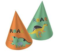 Folat 68328 Sombreros Papel Dino Roars-6 piezas, multicolor, 16.5 cm