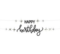 Folat 68684 Decoración de cumpleaños Negro, Crema, Dorado Champán - Set de guirnalda de letras - "HAPPY birthday" - Crème Noir - 1,5 metros - Una decoración de feliz cumpleaños elegante y encantadora