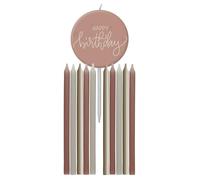 Folat 68711 Decoración de cumpleaños Rosa, Crema, Dorado champán -Juego de velas - Crème Rose - 9,5 cm - 11 piezas - Una decoración de cumpleaños sofisticada y animada