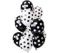 Folat 68844 Balloons Dot Pattern Black and White 30 cm Pack of 12 Latex Helium Balloons Birthday Decoration 30 cm