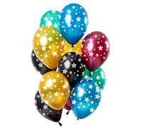 Folat 68861 Stars Multicoloured Metallic 30 cm - Pack of 12 Latex Helium Balloons, Birthday Decoration