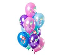 Folat 68880 Mermaid Balloons Multicoloured Metallic 30 cm - Pack of 12 Latex Helium Balloons, Birthday Decoration, Blue, Green, Pink, Purple, 30 cm