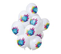 Folat 69604 Globos Color Splash 4 Años 30cm - 12 piezas Globos de látex para Aire y Helio para Fiestas de Cumpleaños