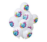 Folat 69675 Globos Color Splash 75 Años 30cm - 12 piezas Globos de látex para Aire y Helio para Fiestas de Cumpleaños
