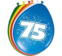 Folat - 75 Año Globos para Fiesta Decoración - Multicolor - 12In/30cm - 8 Piezas