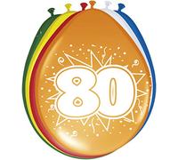 Folat 80 cumpleaños globos de la Fiesta Decoración 8 pieza multicolor 30 cm einheits , Modelos/colores Surtidos, 1 Unidad