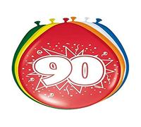 Folat - 90 Año Globos para Fiesta Decoración - Multicolor - 12In/30cm - 8 piezas