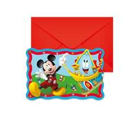 Procos Folat 93939P Invitaciones FSC Mickey Mouse-6 piezas, dibujo animado, multicolor
