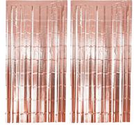 Folat B.V 27596 Cortina Rosa Mate-1 x 2 m-Serpentinas de Aluminio para Bodas, Fiestas, fotomatón y decoración de escenarios de Festivales, Color Oro Rosado (Paquete de 2)