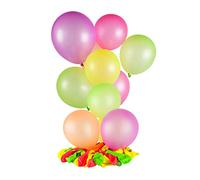 Folat B.V.- Colourful Neon Balloons Set-100 Pieces. Globos (100 unidades, 25 cm de diámetro), colores neón surtidos, multicolor, Costumes (08099)