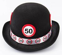 Folat B.V. Creativo - Bowler con señal de tráfico límite de 50 kmh, Color: Negro