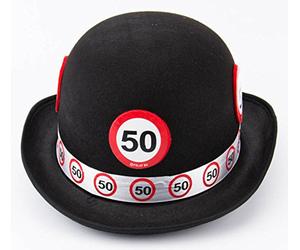 Folat B.V. Creativo - Bowler con señal de tráfico límite de 50 kmh, Color: Negro