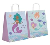 Folat B.V.- Folat 23931 cumpleaños Azul con Purpurina Iridiscente-Bolsas de Regalo-Mermaid Magic-20 x 27 cm-6 Unidades-Decoraciones de Sirenas para Fiestas de Mundo Submarino, Multicolor