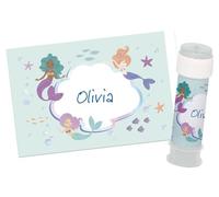 Folat B.V.- Folat 23935 cumpleaños Azul con Purpurina Iridiscente-Etiquetas de Burbujas-Mermaid Magic-6 Piezas-Decoraciones de Sirenas para Fiestas de Mundo Submarino, Multicolor