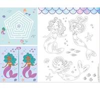 Folat B.V.- Folat 23936 cumpleaños Azul con Purpurina Iridiscente-Mantel Individual de Actividades-Mermaid Magic-6 Piezas-Decoraciones de Sirenas para Fiestas de Mundo Submarino, Multicolor
