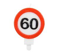 Folat B.V.- Folat 24255 Velas Vela 60 señal de tráfico Adornos para Pasteles cumpleaños, Aniversario de Bodas, Graduación, Baby Shower, Fiesta de niños, diseño, Multicolor