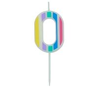 Folat B.V.-Folat 24260 Velas Vela Número 0 Multicolor Adornos para pasteles cumpleaños, aniversario de Bodas, Graduación, baby shower, fiesta de niños, 5 cm
