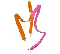 Folat B.V.-Folat 24866 Tirantes Colorblock neón Naranja/Rosa para ropa accesorios damas y hombres disfraz de carnaval de fiesta, color mehrfarbig