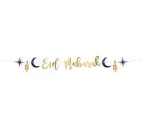 Folat B.V.- Folat 24891 Guirnalda de Letras Mubarak' -1,5 Metros-Ramadán Decoración con Clásico Estrellas Luna Fitr y Eid Al Adha, Multicolor