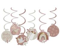 Folat B.V.- Folat 25001 Shower Deko, Babyparty, Rosa, WeißHängdekoration-Blooming Baby Girl-6 Stück, Multicolor