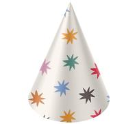 Folat B.V.- Folat 26872 Decoración Blanca con Estrellas de Colores-Sombreros para Fiesta-Starburst-6 Piezas-Cumpleaños Feliz y Colorido para niños y Adultos, Multicolor