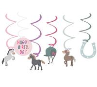 Folat B.V.- Folat 27507 Cumpleaños Rosa Colgante-Happy Horses-6 Piezas-Decoración de Fiesta de Caballo, Multicolor