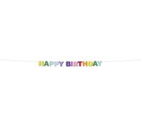 Folat B.V.- Folat 27777 Decoración de cumpleaños Coloridas-Guirnalda de Letras-Happy Birthday-Stripetastic-1.7 m-Artículos de Fiesta para niños y Adultos, Multicolor