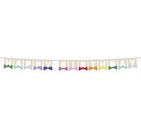 Folat B.V.- Folat 27785 Decoración de cumpleaños Coloridas-Guirnalda de Banderines-Madera-Happy Birthday-Stripetastic-4 m-Artículos de Fiesta para niños y Adultos, Multicolor