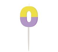 Folat B.V.- Folat 27789 Decoración de cumpleaños Coloridas-Vela Stripetastic Número 0-Artículos de Fiesta para niños y Adultos, Multicolor BV