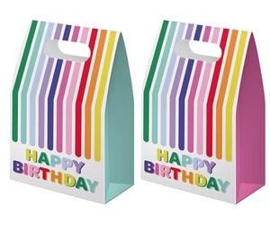 Folat B.V.- Folat 27799 Decoración de cumpleaños Coloridas-Bolsas de Regalo-Stripetastic-6 Piezas-Artículos de Fiesta para niños y Adultos, Multicolor BV