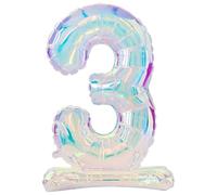 Folat B.V.- Folat 62948 Globo Número 3 Iridescentes 72 cm - Sin helio - Decoraciones para Cumpleaños, Baby showers, Bodas y Aniversarios, Color