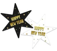 Folat B.V.- Folat 63754 Posavasos-BlackGold HNY-12 x 14 cm-6 Piezas-Nochevieja Decoracion Fin Oro Negro, Feliz año Nuevo, Happy New Year, Multicolor