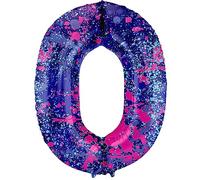 Folat B.V.-Folat 63900 Aluminio Número Figura 0 Paint Splash Morado 86 cm-decoración globos de helio para cumpleaños, aniversario, color carbón