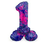 Folat B.V.-Folat 63921 Aluminio Número Figura 1 Paint Splash Morado 72 cm-decoración globos para cumpleaños, aniversario (no se necesita helio), color carbón, talla única