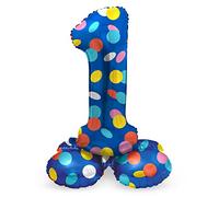 Folat B.V.-Folat 63971 Aluminio Número Figura 1 Colorful Dots Multicolor 72 cm-decoración globos para cumpleaños, aniversario (no se necesita helio), talla única