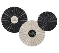 Folat B.V.-Folat 68687 Negro, Dorado Champán-Rosetones decorativos-Crème Noir-3 piezas-Una decoración de feliz cumpleaños elegante y encantadora, color black