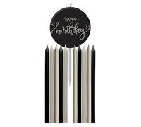 Folat B.V.- Folat 68691 Negro, Dorado Champán-Juego de Velas-Crème Noir-9,5 cm-11 Piezas-Una decoración de Feliz cumpleaños Elegante y Encantadora, Multicolor