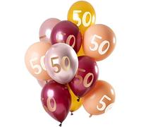 Folat B.V.- Folat Años Rosa-Oro 30cm-12 Piezas Globos de látex para Aire y Helio para Cumpleaños, número 50, Color rosado, 30 cm (69250)