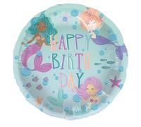 Folat B.V.- Folat cumpleaños azul con Purpurina Iridiscente-Globo de Aluminio-Mermaid Magic-45 cm-Decoraciones de Sirenas para Fiestas de Mundo Submarino, Color (23933)