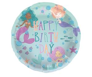 Folat B.V.- Folat cumpleaños azul con Purpurina Iridiscente-Globo de Aluminio-Mermaid Magic-45 cm-Decoraciones de Sirenas para Fiestas de Mundo Submarino, Color (23933)