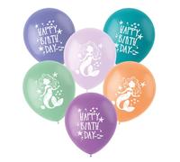 Folat B.V.- Folat cumpleaños Azul con Purpurina Iridiscente-Globos de látex-Mermaid Magic-33 cm-6 Unidades-Decoraciones de Sirenas para Fiestas de Mundo Submarino, Multicolor (23932)