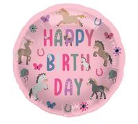 Folat B.V.- Folat Cumpleaños Rosa-Globo Follies-Happy Horses-45 cm-Decoración de Fiesta de Caballo, Color rosado (27510)