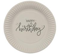 Folat B.V.- Folat Decoración Negro, crema, Dorado Champán-Platos Noir-23 cm-8 Piezas-Una vajilla de Feliz cumpleaños Elegante y Encantadora, Color (68682)